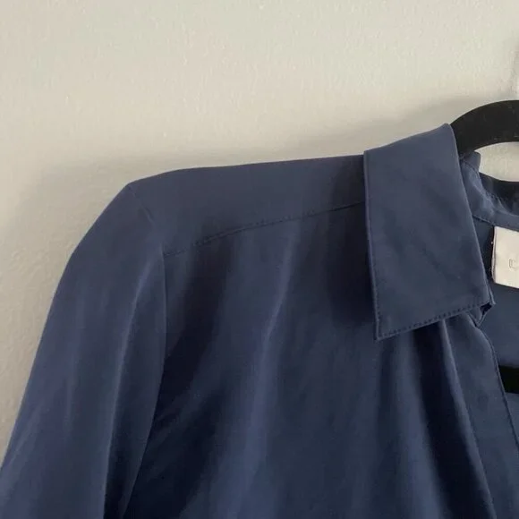 Chicos Women 0/S Blue Roll Tab Sleeves Button Front Silky Soft Relaxed Shirt - Picture 8 of 13